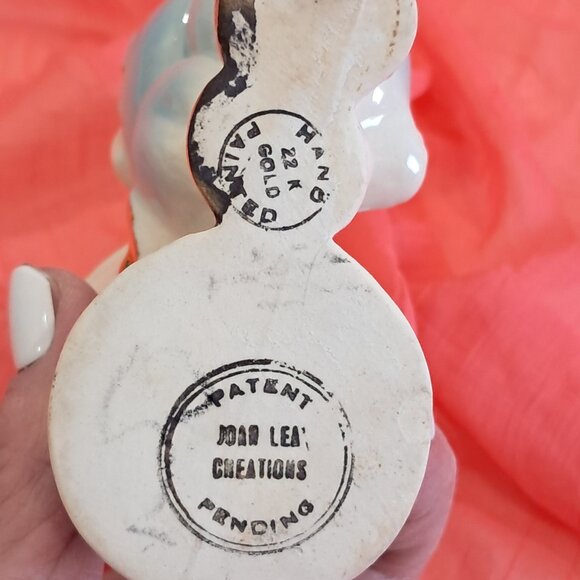 Vintage 60s Ceramic Easter Bunny Planter Hand Painted 22K Gold Easter Decor - Picture 6 of 10